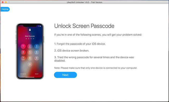 UkeySoft iPhone unlocking software for Mac 